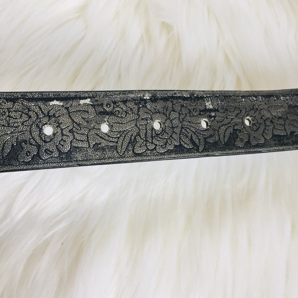 BELGO LUX Metallic Black Silver Floral Belt - Picture 9 of 16